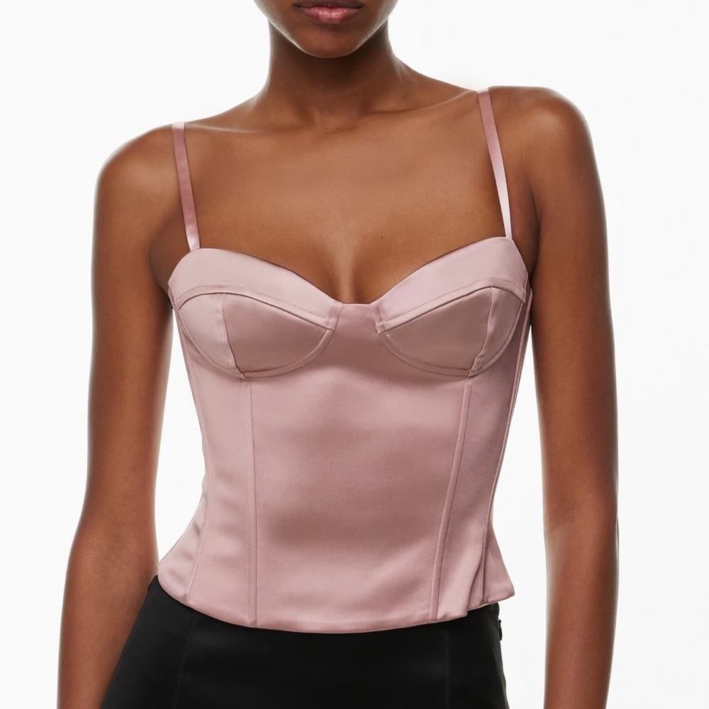 Aritzia Rose Blush Satin Corset Tank Top